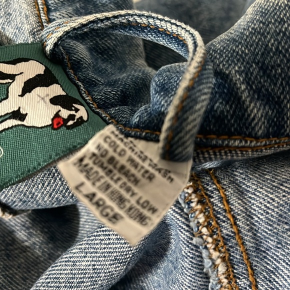 Vintage BIG DOGS Size Large Men's Embroidered Logo Denim Jean Jacket - Picture 6 of 6